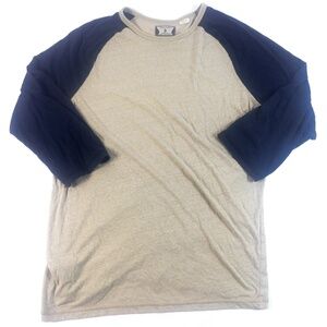 Volcom 3/4 Short Sleeve Unisex Navy & Tan Oversized Tee Women's Size Medium